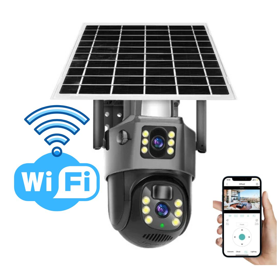 Dual Lens Solar Security Camera | 10x Zoom 360° PTZ | 12,000 mAh IP66 4G WLAN