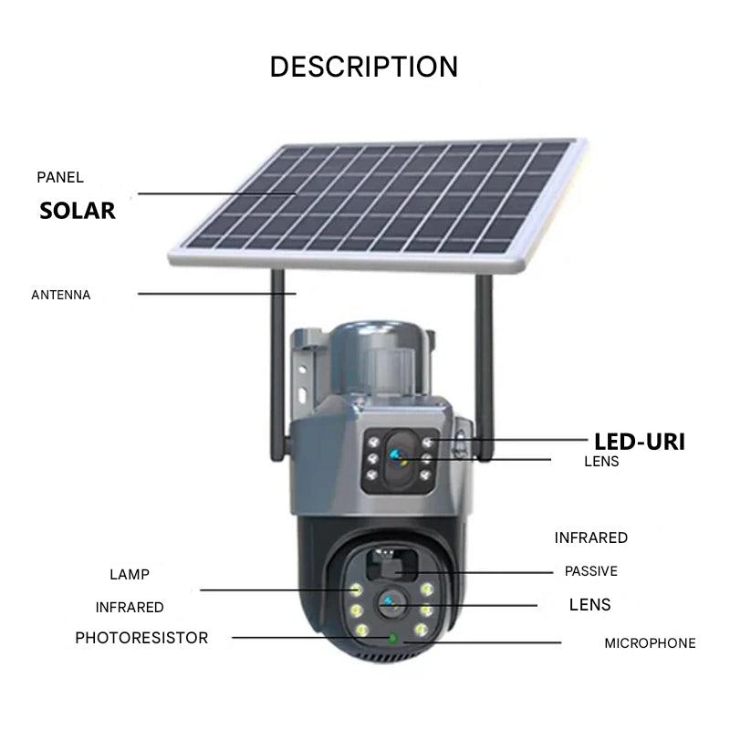 Dual Lens Solar Security Camera | 10x Zoom 360° PTZ | 12,000 mAh IP66 4G WLAN