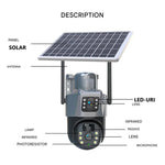 Dual Lens Solar Security Camera | 10x Zoom 360° PTZ | 12,000 mAh IP66 4G WLAN