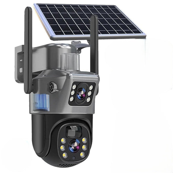 Dual Lens Solar Security Camera | 10x Zoom 360° PTZ | 12,000 mAh IP66 4G WLAN