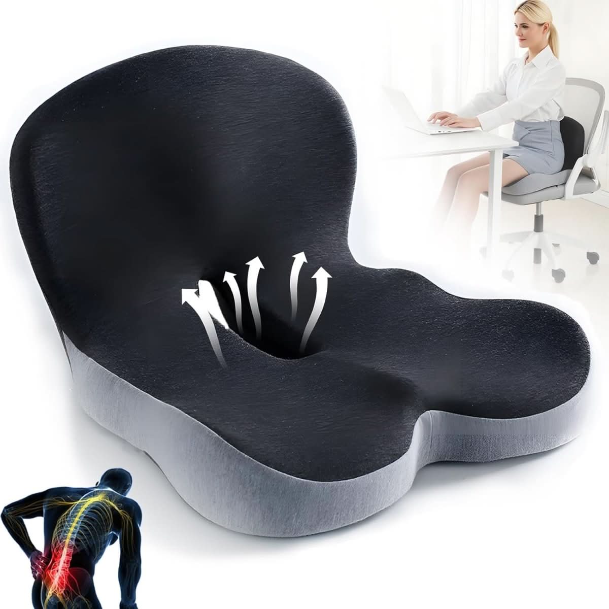 Ergonomic Memory Foam Seat Cushion | Pressure Relief & Non-Slip Design