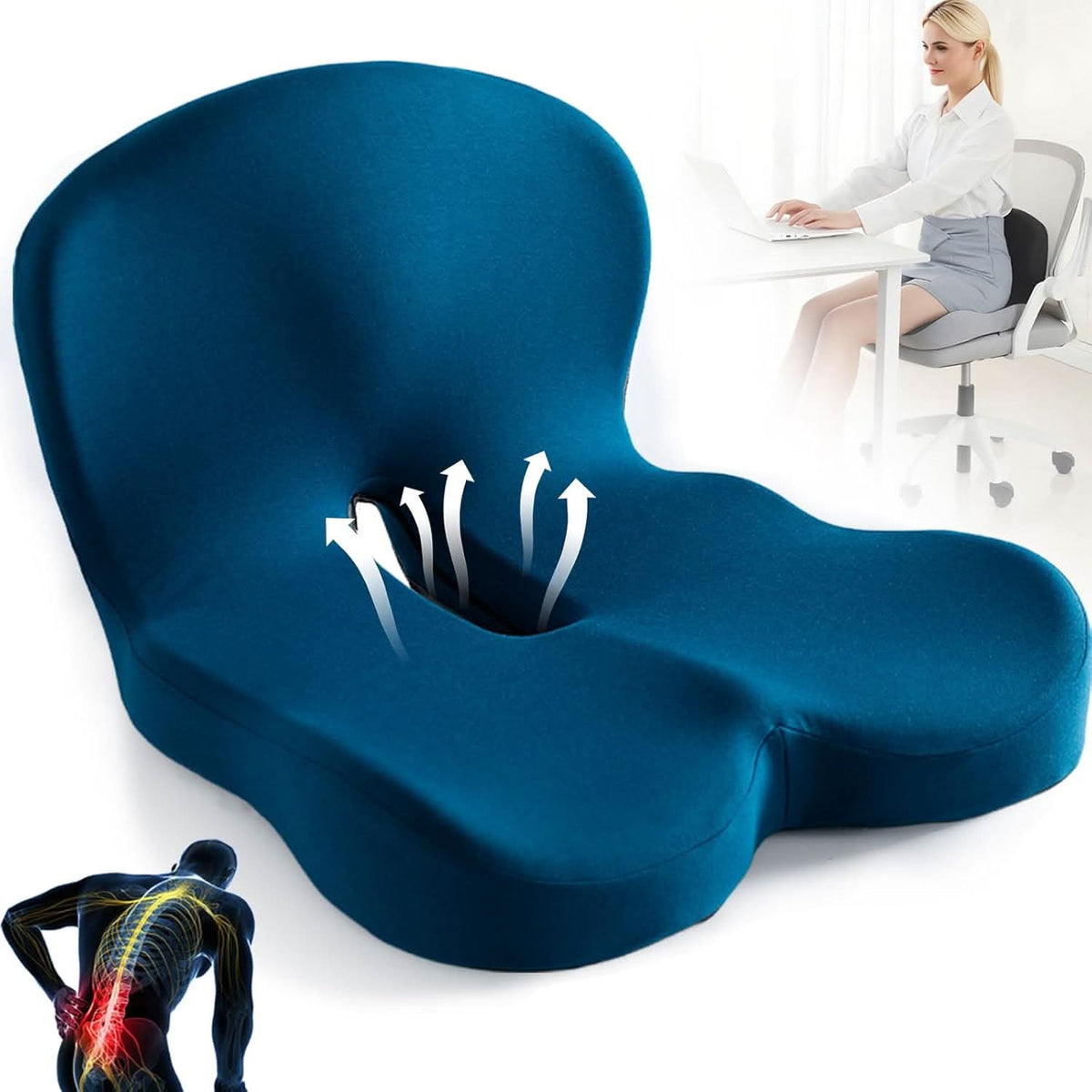 Ergonomic Memory Foam Seat Cushion | Pressure Relief & Non-Slip Design