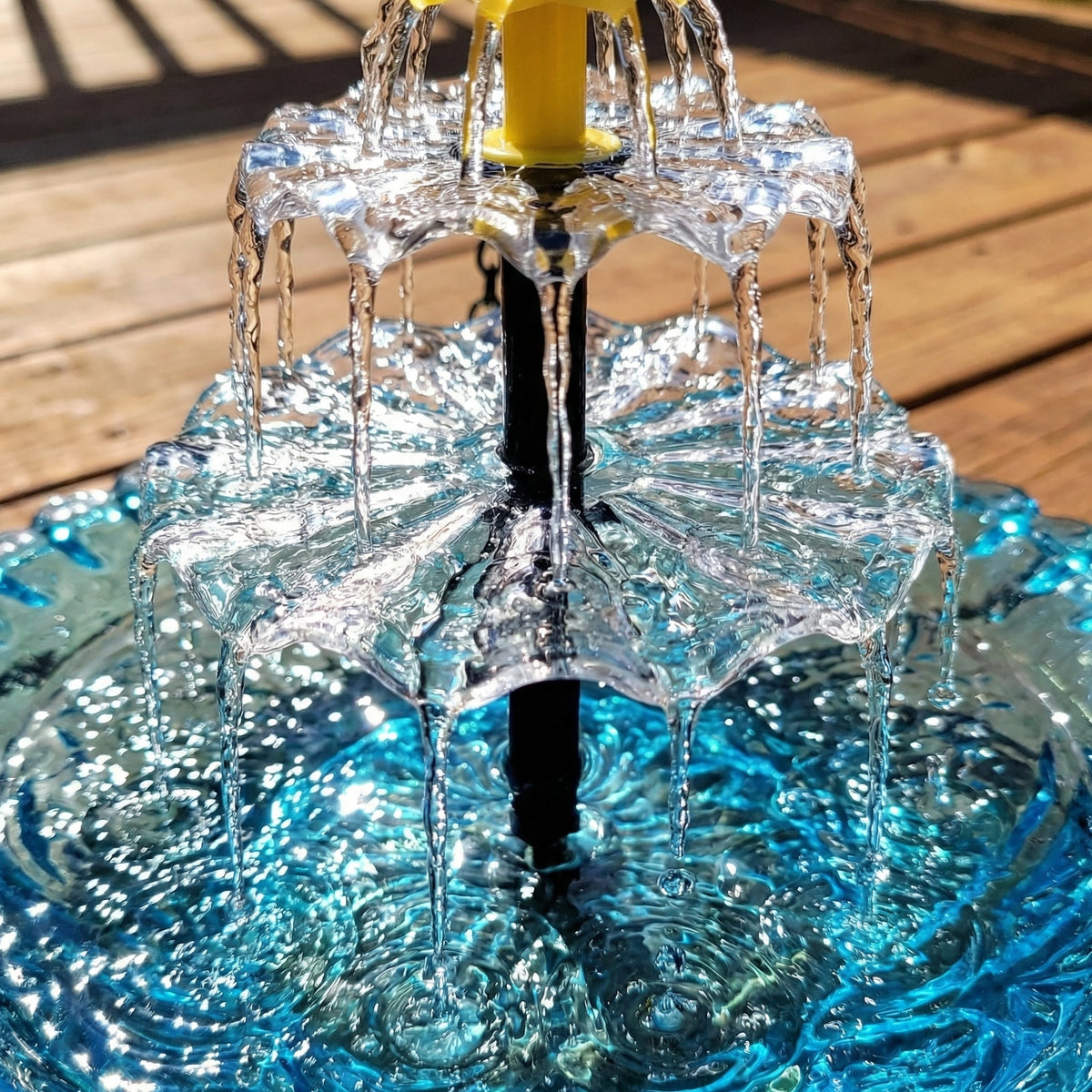 Solar-Powered Two-Tier Hanging Bird Bath with Fountain | Glass Bowl