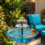 Solar-Powered Two-Tier Hanging Bird Bath with Fountain | Glass Bowl