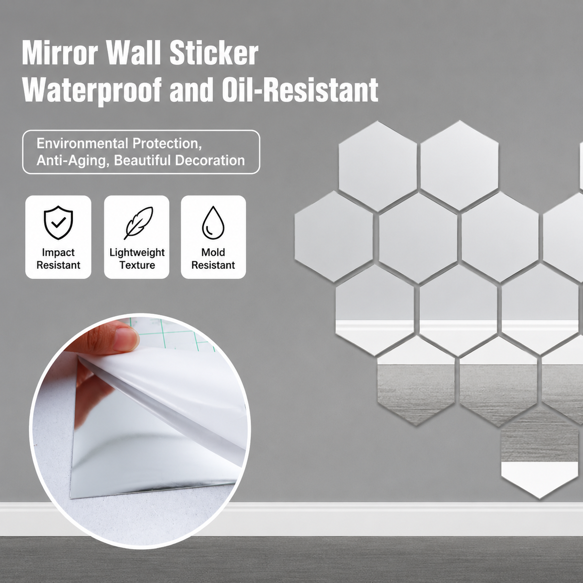 Self-Adhesive Mirror Film | Shatterproof & Customizable | Crystal Clear Finish