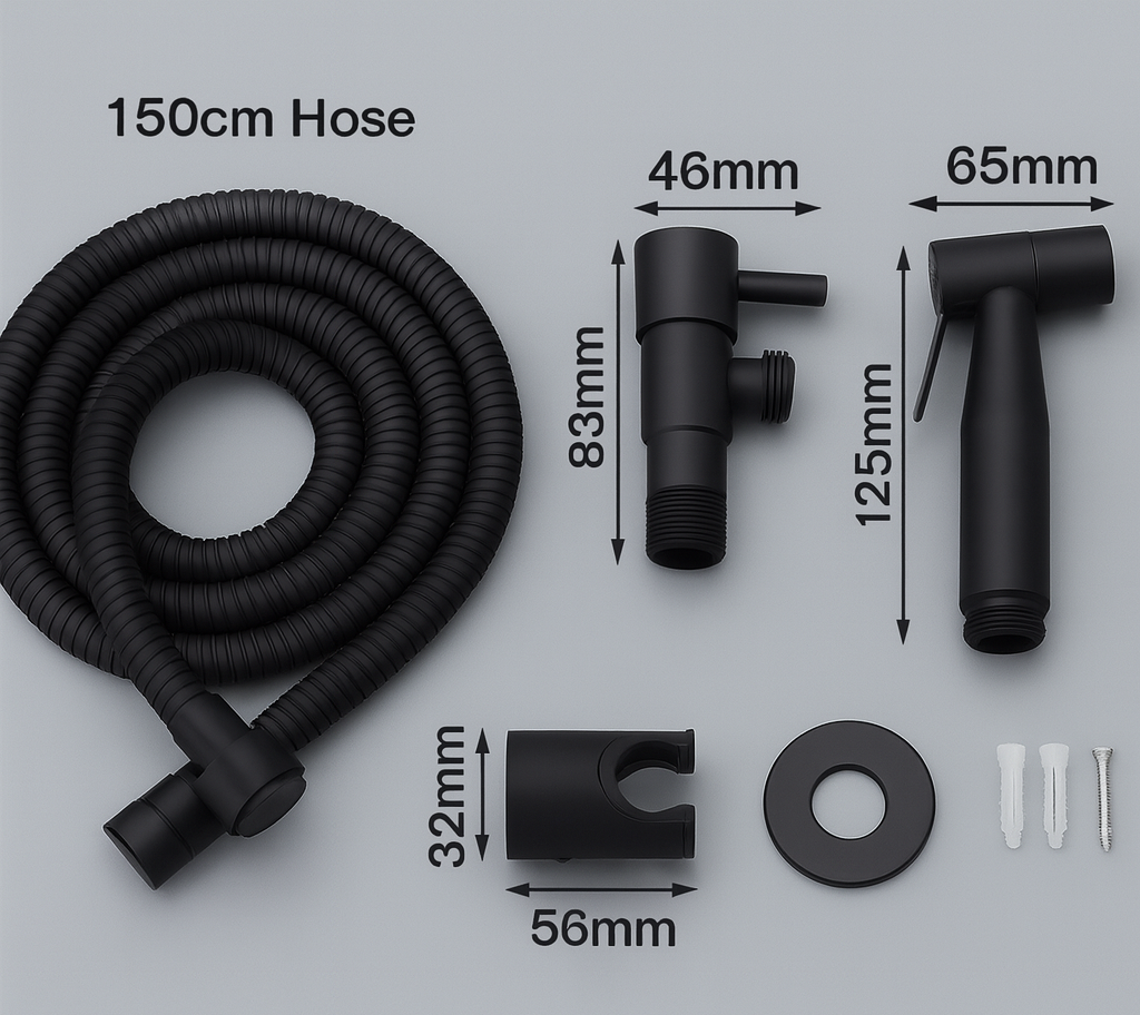 Stainless Steel Bidet Sprayer – Wall-Mounted with Adjustable Spray