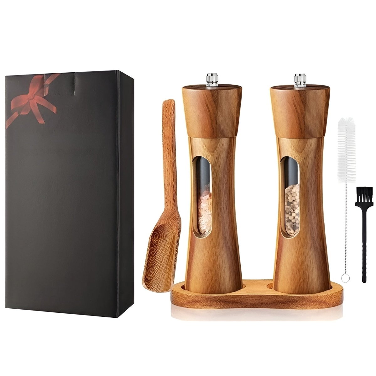 Elegant Wooden Salt and Pepper Mills with Adjustable Grinder for Precise Seasoning Control and Timeless Kitchen Aesthetics