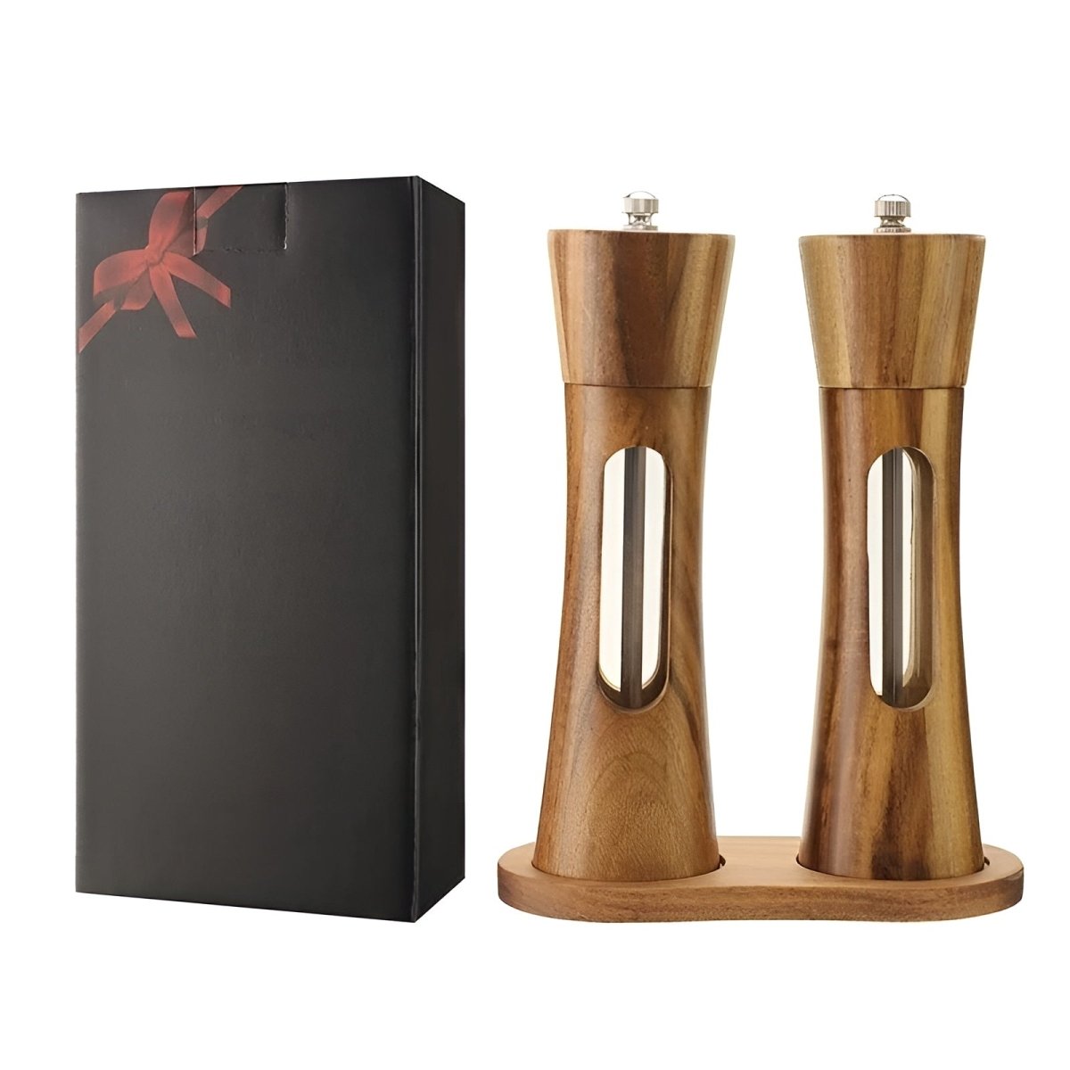 Elegant Wooden Salt and Pepper Mills with Adjustable Grinder for Precise Seasoning Control and Timeless Kitchen Aesthetics