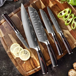 Premium High-Carbon Damascus Steel Chef Knife Set with Wood Handle