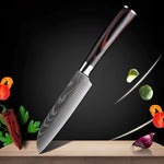 Premium High-Carbon Damascus Steel Chef Knife Set with Wood Handle