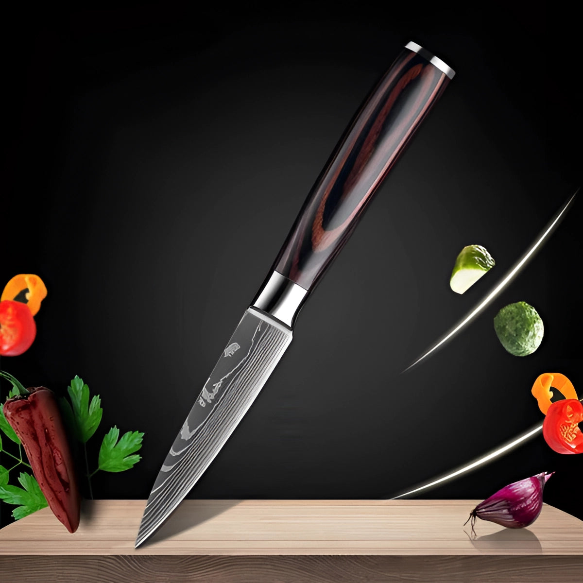 Premium High-Carbon Damascus Steel Chef Knife Set with Wood Handle