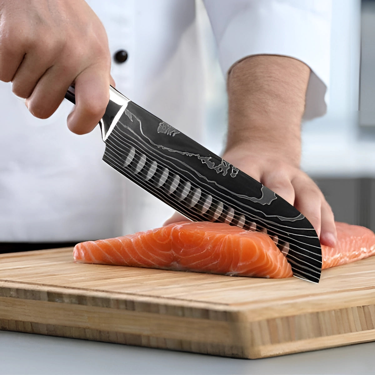 Premium High-Carbon Damascus Steel Chef Knife Set with Wood Handle