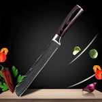 Premium High-Carbon Damascus Steel Chef Knife Set with Wood Handle