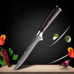 Premium High-Carbon Damascus Steel Chef Knife Set with Wood Handle