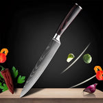 Premium High-Carbon Damascus Steel Chef Knife Set with Wood Handle