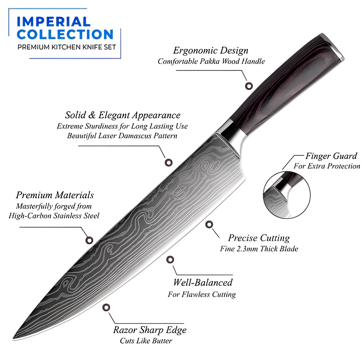 Premium High-Carbon Damascus Steel Chef Knife Set with Wood Handle