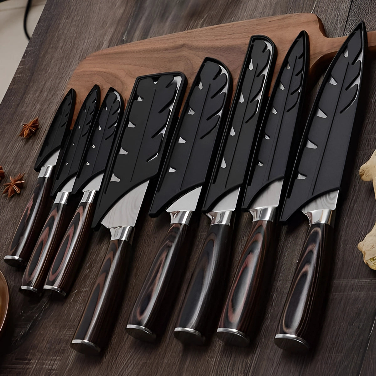 Premium High-Carbon Damascus Steel Chef Knife Set with Wood Handle