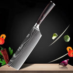 Premium High-Carbon Damascus Steel Chef Knife Set with Wood Handle