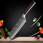 Premium High-Carbon Damascus Steel Chef Knife Set with Wood Handle