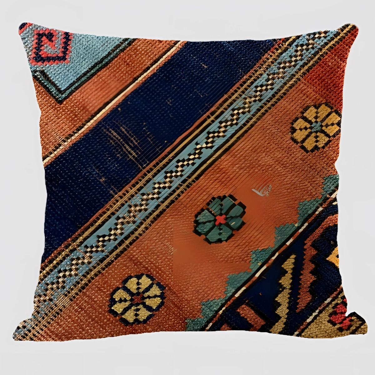 Handwoven Kilim Cushion - Bohemian Ethnic Pillow for Southwestern Decor