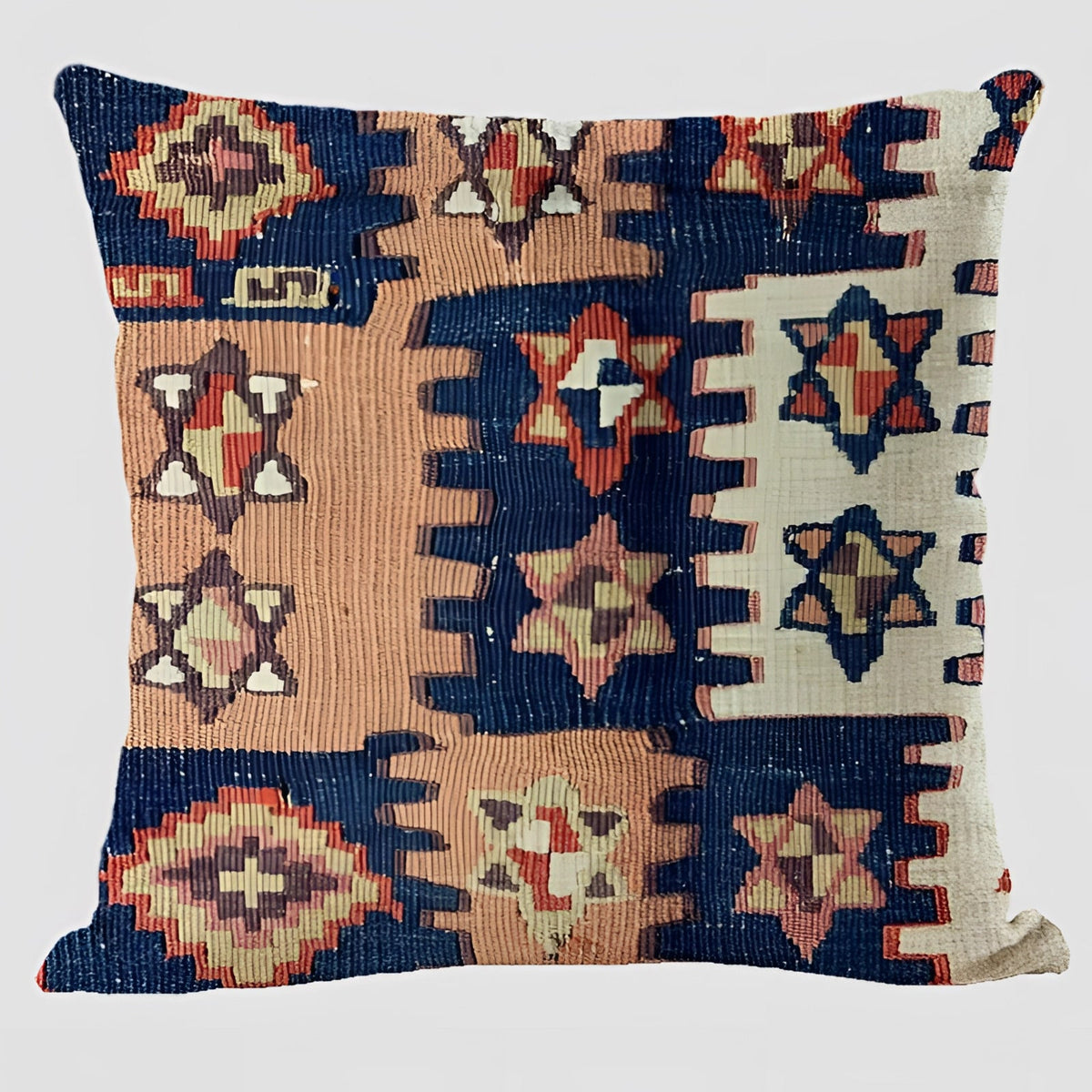 Handwoven Kilim Cushion - Bohemian Ethnic Pillow for Southwestern Decor