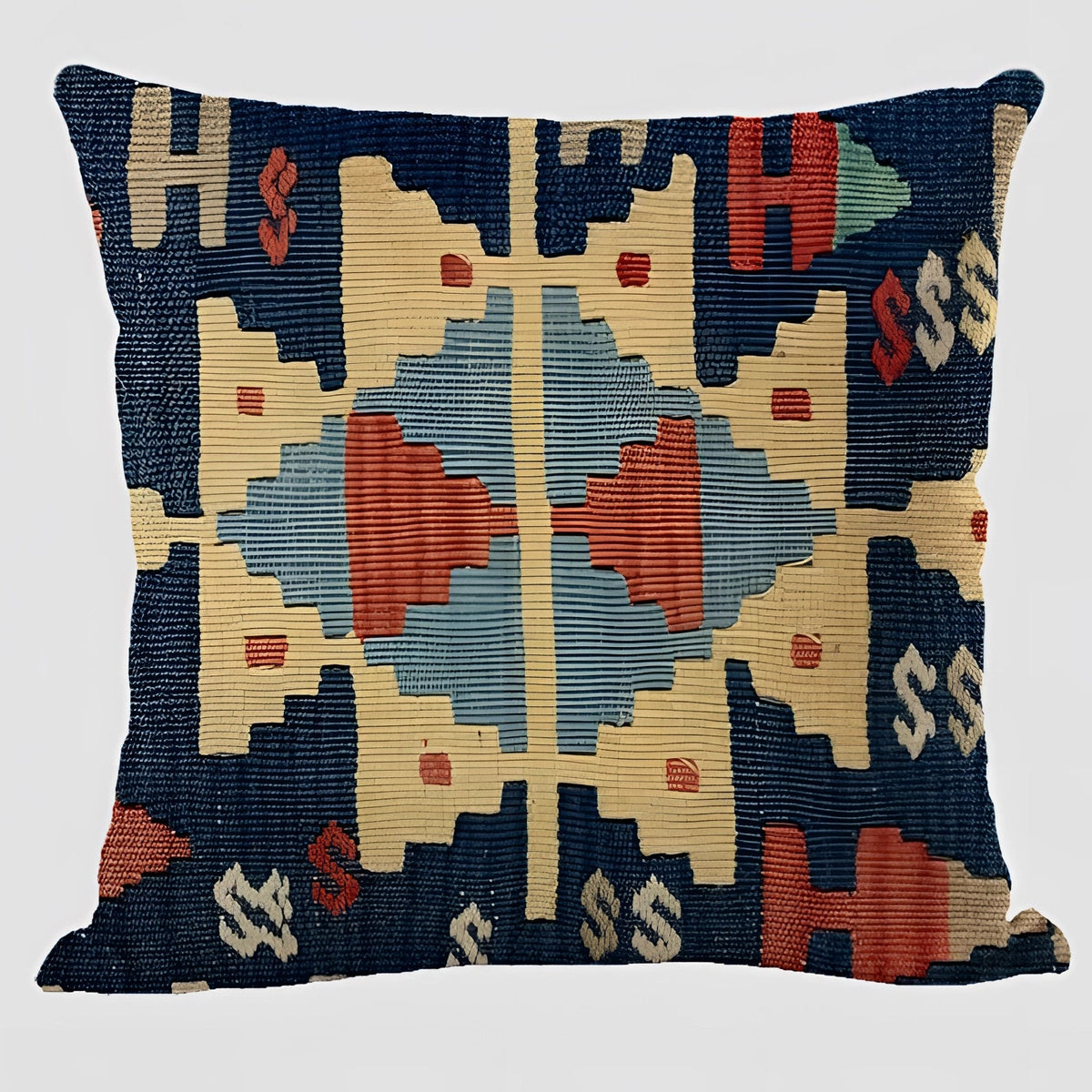 Handwoven Kilim Cushion - Bohemian Ethnic Pillow for Southwestern Decor