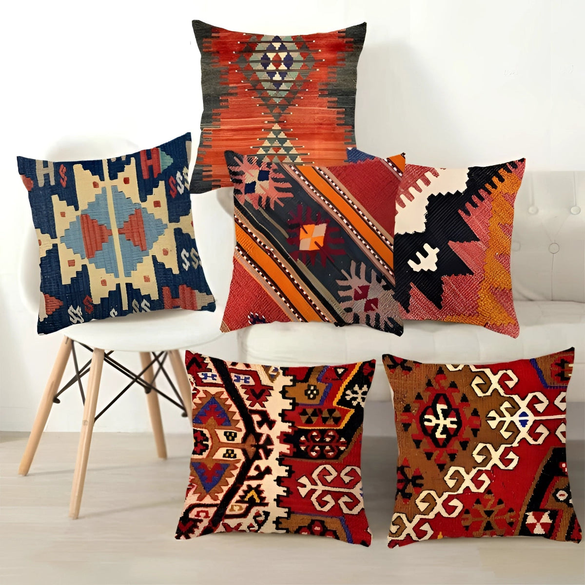 Handwoven Kilim Cushion - Bohemian Ethnic Pillow for Southwestern Decor