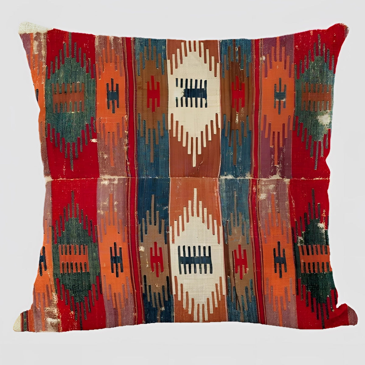 Handwoven Kilim Cushion - Bohemian Ethnic Pillow for Southwestern Decor