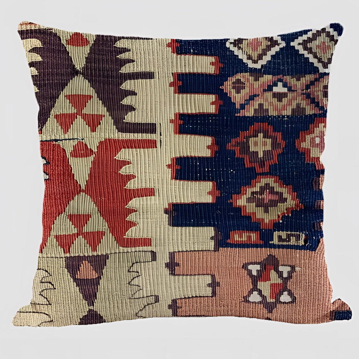 Handwoven Kilim Cushion - Bohemian Ethnic Pillow for Southwestern Decor