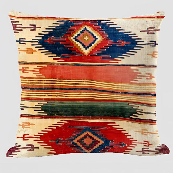 Handwoven Kilim Cushion - Bohemian Ethnic Pillow for Southwestern Decor