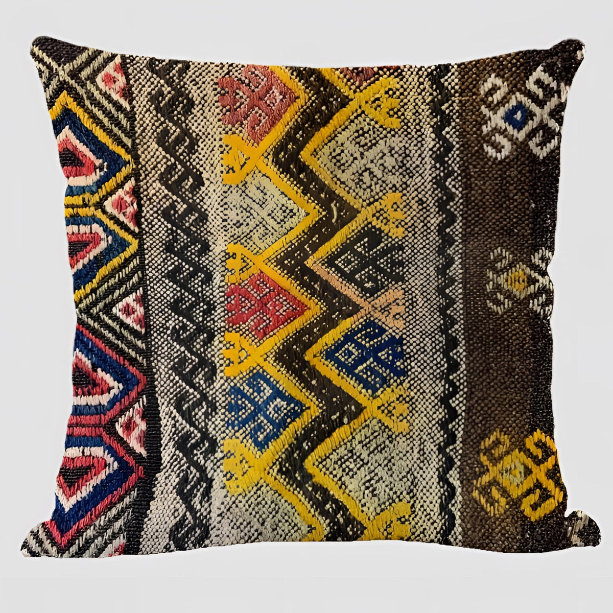 Handwoven Kilim Cushion - Bohemian Ethnic Pillow for Southwestern Decor