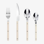 Contemporary Stainless Steel Cutlery Set - 24-Piece Flatware with Black Handles