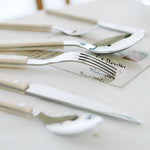 Contemporary Stainless Steel Cutlery Set - 24-Piece Flatware with Black Handles