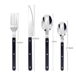 Contemporary Stainless Steel Cutlery Set - 24-Piece Flatware with Black Handles