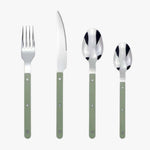 Contemporary Stainless Steel Cutlery Set - 24-Piece Flatware with Black Handles