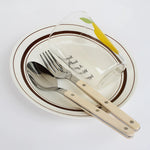 Contemporary Stainless Steel Cutlery Set - 24-Piece Flatware with Black Handles