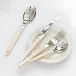 Contemporary Stainless Steel Cutlery Set - 24-Piece Flatware with Black Handles