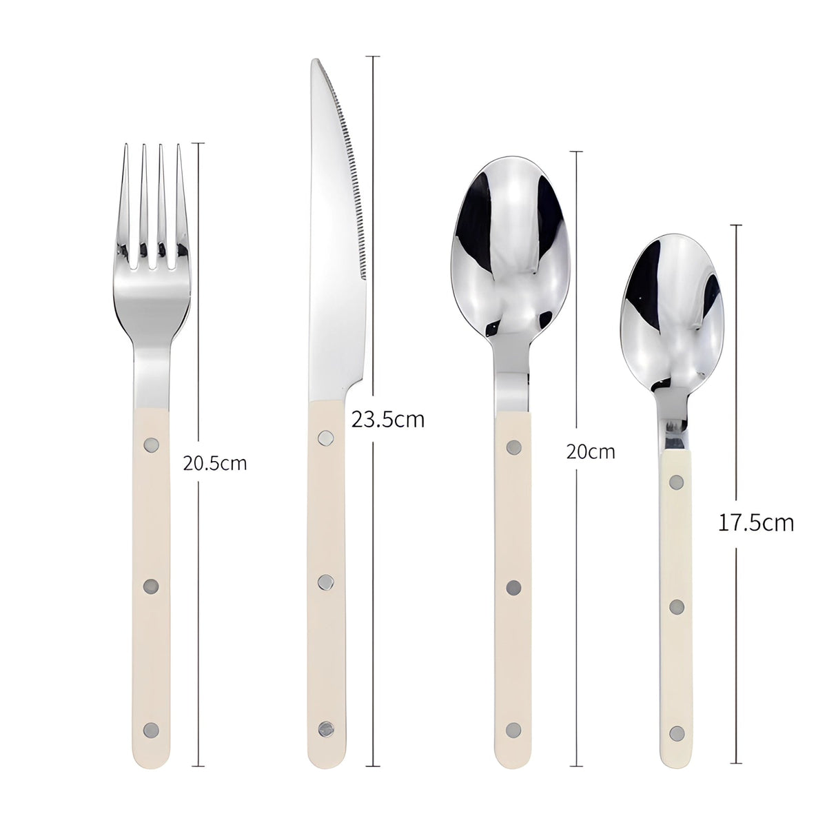 Contemporary Stainless Steel Cutlery Set - 24-Piece Flatware with Black Handles