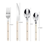 Contemporary Stainless Steel Cutlery Set - 24-Piece Flatware with Black Handles