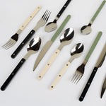 Contemporary Stainless Steel Cutlery Set - 24-Piece Flatware with Black Handles