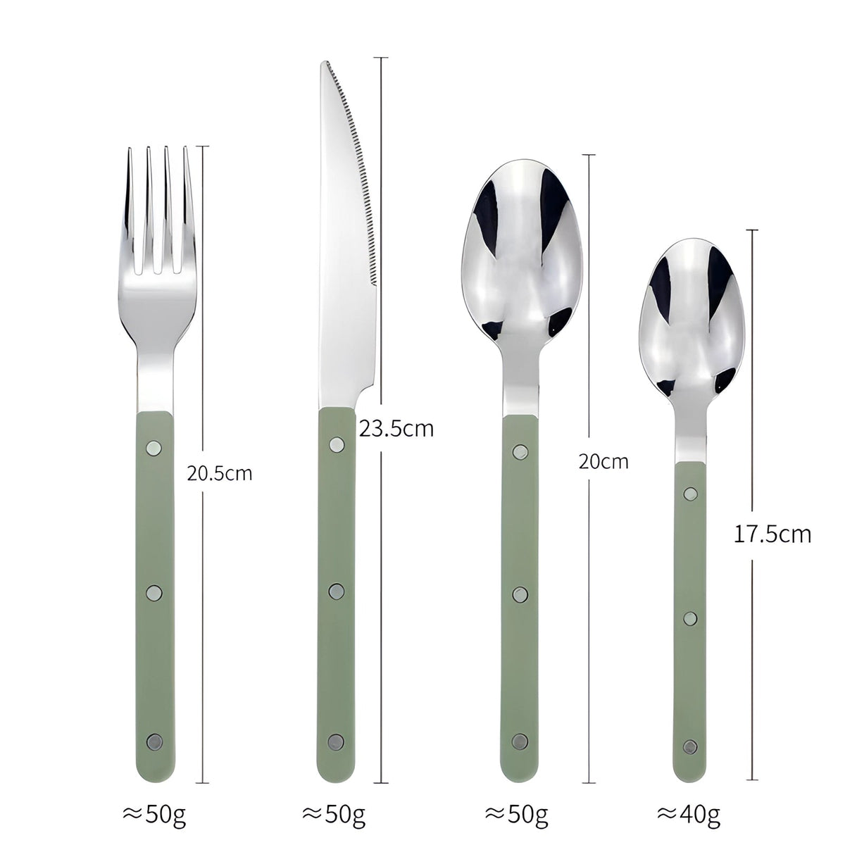 Contemporary Stainless Steel Cutlery Set - 24-Piece Flatware with Black Handles
