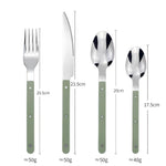 Contemporary Stainless Steel Cutlery Set - 24-Piece Flatware with Black Handles