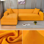 Contemporary Velvet Sectional Sofa Cover - Grey Chaise Lounge, Elegant Furniture Protector