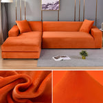 Contemporary Velvet Sectional Sofa Cover - Grey Chaise Lounge, Elegant Furniture Protector