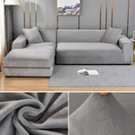 Contemporary Velvet Sectional Sofa Cover - Grey Chaise Lounge, Elegant Furniture Protector