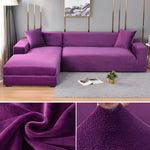 Contemporary Velvet Sectional Sofa Cover - Grey Chaise Lounge, Elegant Furniture Protector