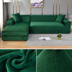 Contemporary Velvet Sectional Sofa Cover - Grey Chaise Lounge, Elegant Furniture Protector