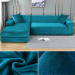 Contemporary Velvet Sectional Sofa Cover - Grey Chaise Lounge, Elegant Furniture Protector