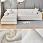 Contemporary Velvet Sectional Sofa Cover - Grey Chaise Lounge, Elegant Furniture Protector