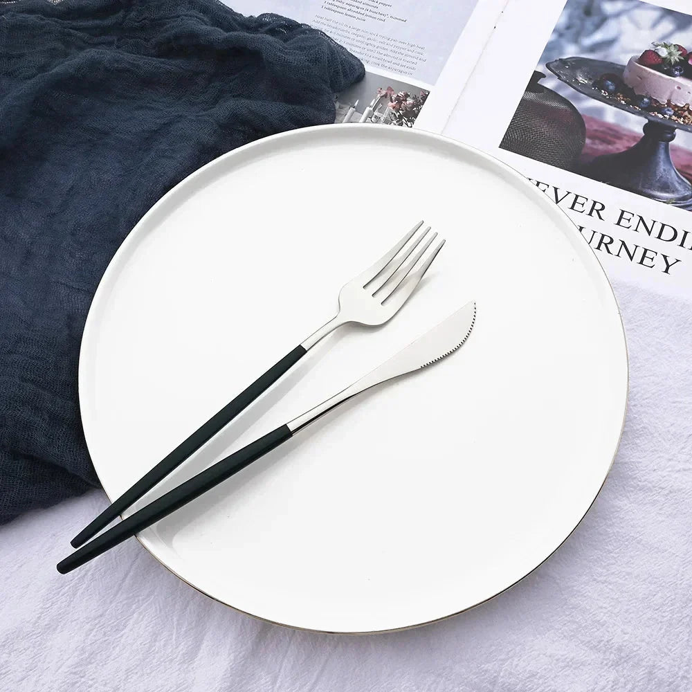 Elegant Modern Pink Stainless Steel Flatware Set | Stylish Pink Cutlery